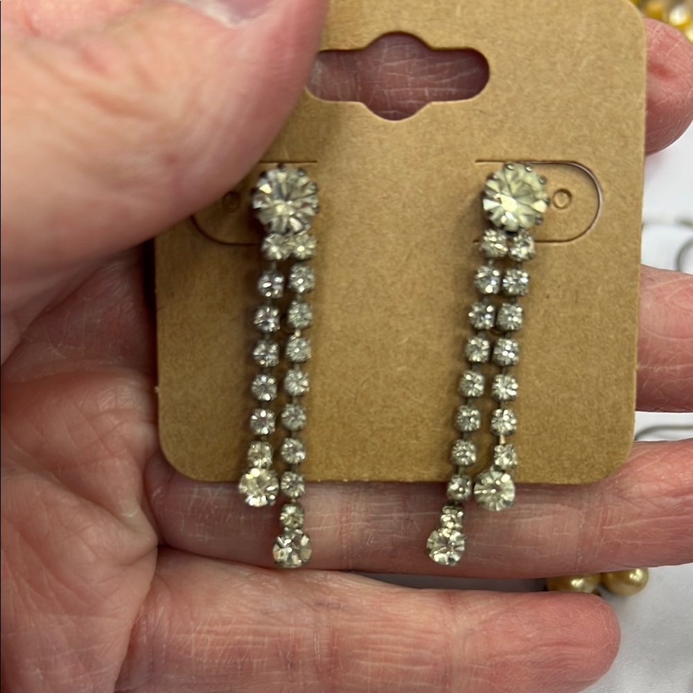 Vtg Rhinestone Earrings